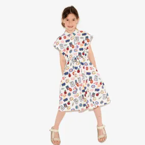 Tutti Frutti" printed dress for children in organic cotton