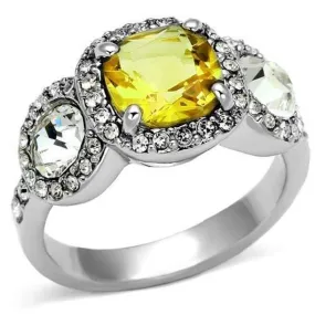 WildKlass Brass Ring Rhodium Women Synthetic Citrine Yellow