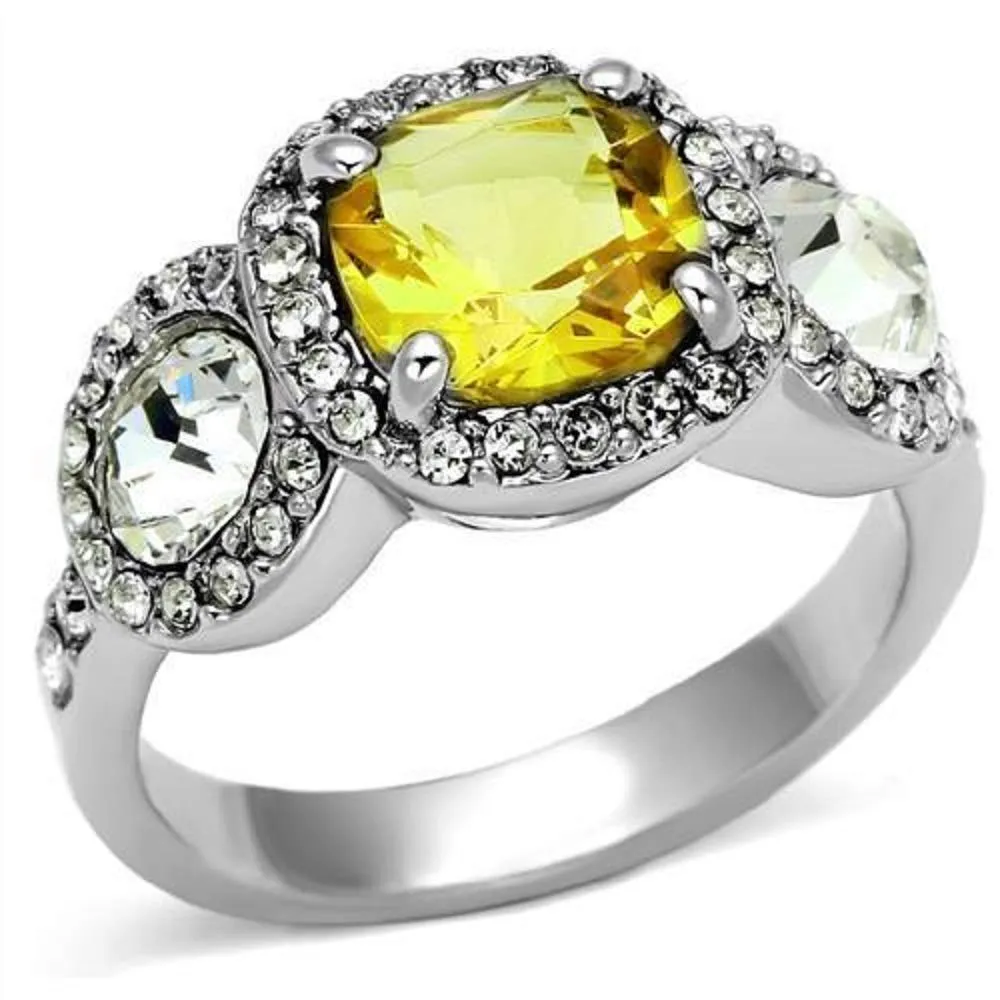 WildKlass Brass Ring Rhodium Women Synthetic Citrine Yellow