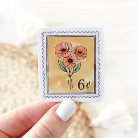 Yellow Floral Antique Stamp Sticker