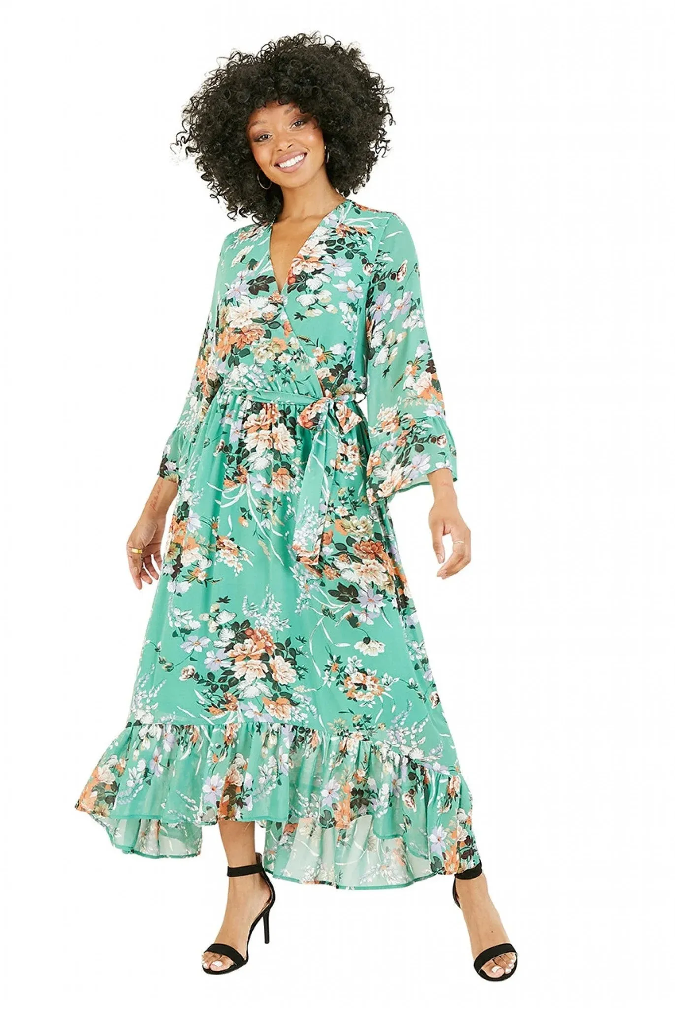 Yumi Green Garden Floral Print Dress